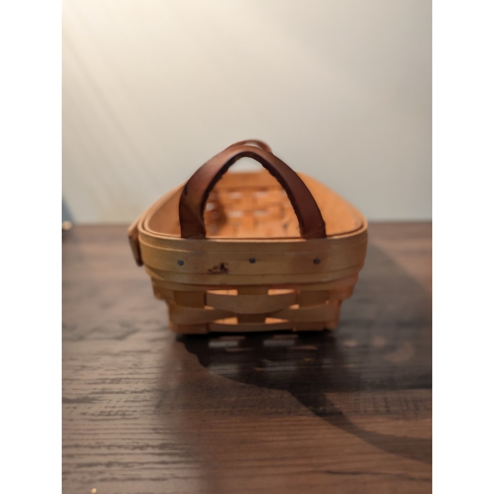 Longaberger Baskets Woven Wood Leather Handles Basket Organizer Storage - Picture 2 of 12